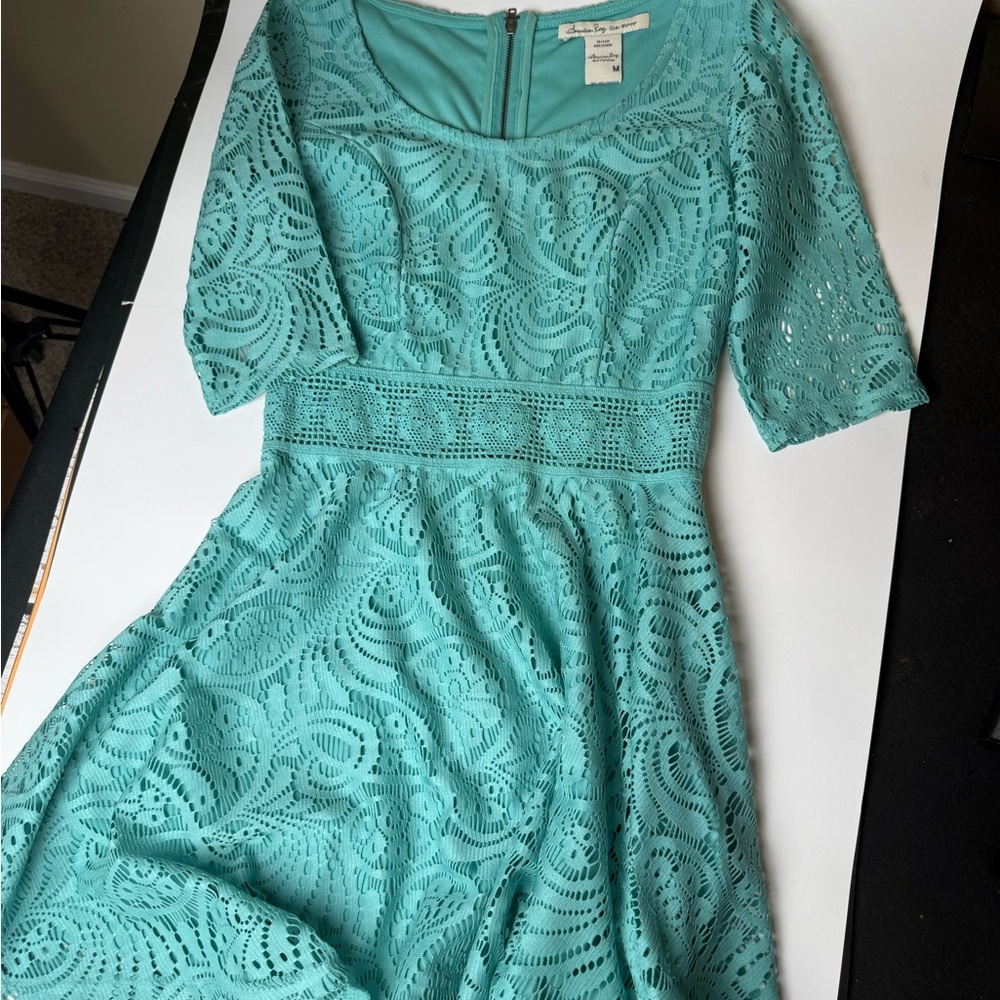 American Rag Teal Lace Mini Dress